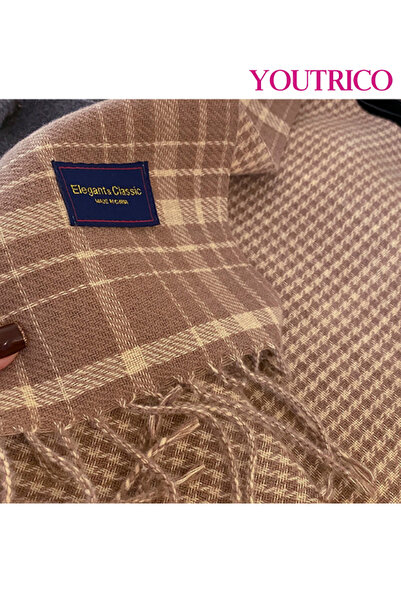 Youtrico Reversible Plaid Wrap - Two-Tone Chic Scarf & Shawl,200*55cm