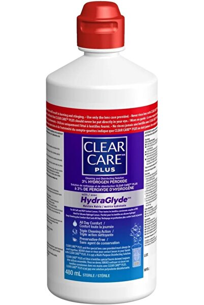 CLEAR CARE Plus HydraGlyde 3% Hydrogen Peroxide Lens Solution, 2 x 480ml with Cases