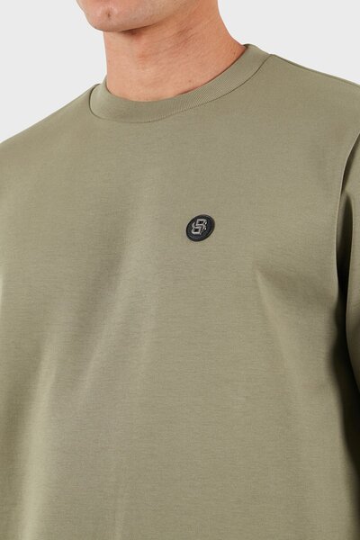 BOSS Men's Plain Model Crew Neck Long Sleeve Khaki Sweatshirt 50520302-245