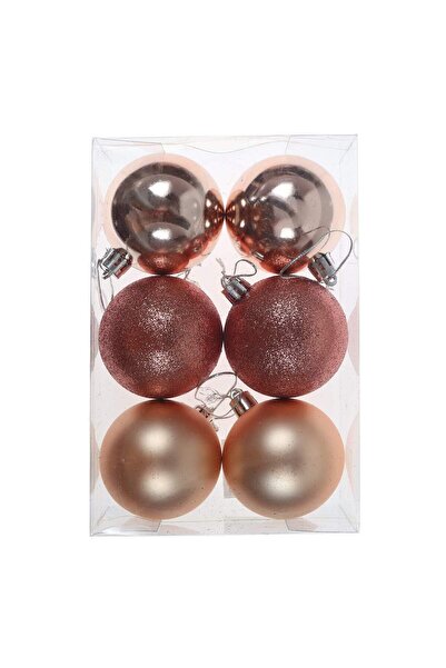 SHOPIENS Globuri de Crăciun, roz + auriu, SD19B-6-338, 6 cm, plastic, rotunde...