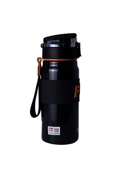 SAFECARE Sticlă de apă, 500 ml, mesaj „FUN+”, negru și portocaliu