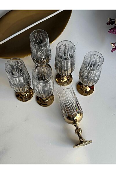 ROSSEV Manolya Leafy Gold 6-Pack Coffee Side Water Glass (180ml)