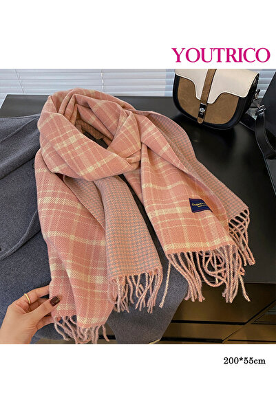 Youtrico وشاح وشال أنيق ثنائي اللون، بتصميم منقوش قابل للعكس، 200*55 سم