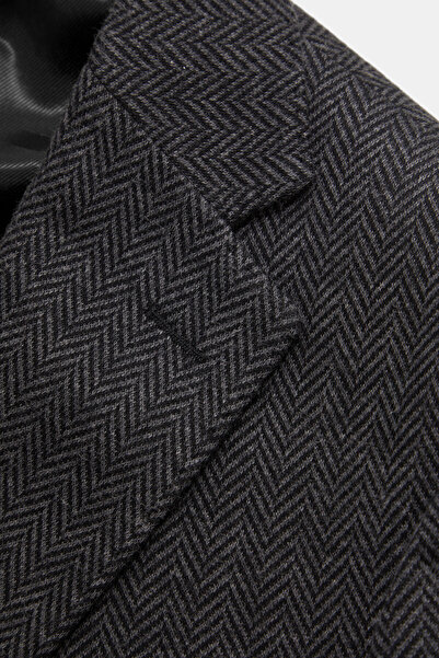 W Collection Black Fish Scale Patterned Relax Fit Jacket