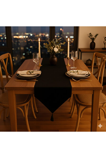 KRMNSTYLE Şık Runner Masa Örtüsü 35x150, Modern Sofra Dekor, Siyah, Beyaz, Kr...