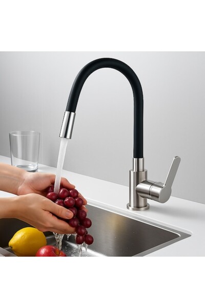 Novastride Baterie de chiuvetă de bucătărie - Gât de lebădă flexibil, rotație...