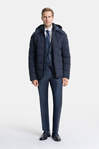 W Collection Hooded Dark Blue Coat