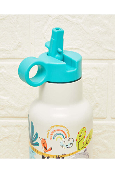 REDTAG White Printed Double Wall Vacuum Water Bottle