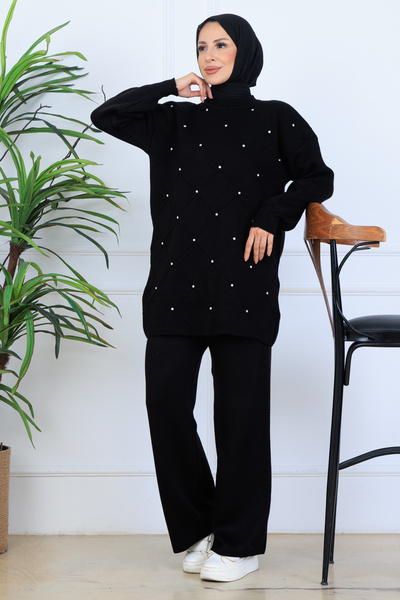 benguen Σετ Πλεκτά Πέτρινα N7067 Μαύρο