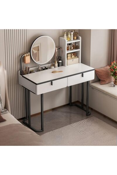 KEKE Makeup Vanity Table Dressing Table Flip Mirror with Drawers 80cm