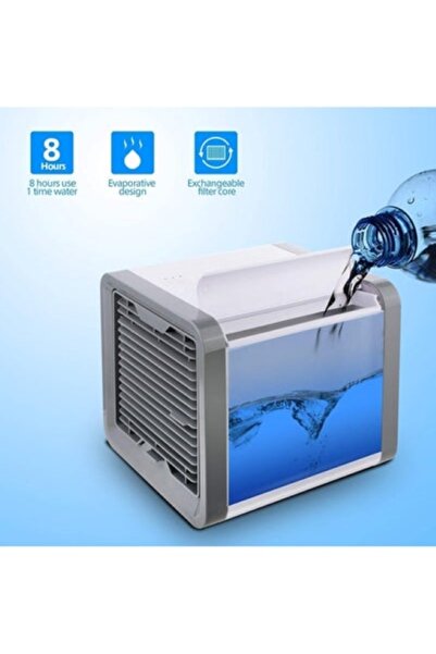 HALAMODO Desktop Mini Air Cooler, Portable Cooling Fan White Blue, Small Household Air Conditioning Fan