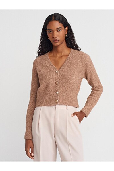 Dilvin 60273 V-Neck Buttoned Knitwear Cardigan