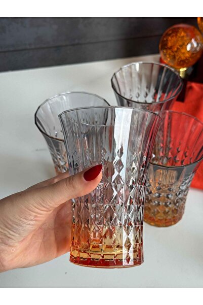 ROSSEV Darkness Orange Smoked Crystal 4-Piece Soft Drink Glass (200ml)