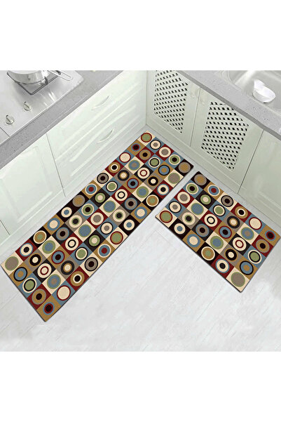 HALAMODO Modern Geometric Pattern Multicolour Kitchen Mat 50x160cm Luxurious Non-Slip Floor Rugby