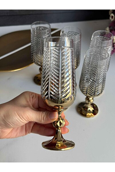 ROSSEV Manolya Leafy Gold 6-Pack Coffee Side Water Glass (180ml)