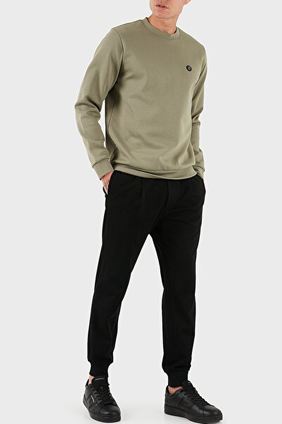 BOSS Men's Plain Model Crew Neck Long Sleeve Khaki Sweatshirt 50520302-245