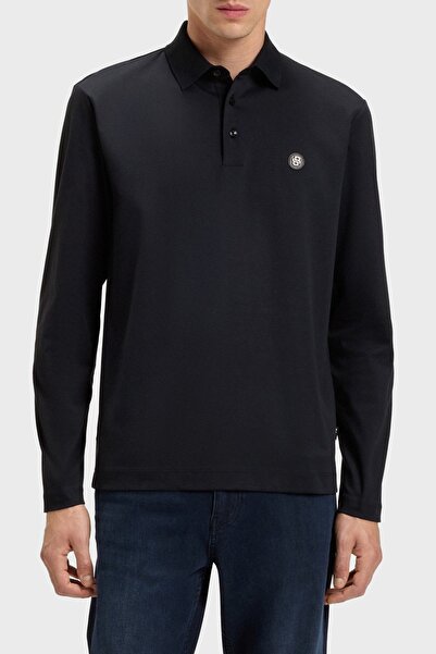 BOSS Erkek Polo Yaka Uzun Kollu Pamuklu Rahat Kesim Lacivert1 Polo Yaka T-Shi...