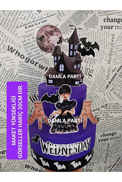 DAMLA PARTİ Wednesday Maket Pasta, Wednesday Doğum Günü Parti Malzemeleri