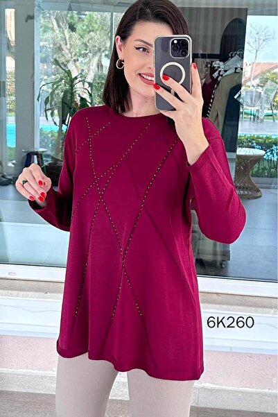 İnce Topuk Stone Detail Knitwear Blouse 6K260