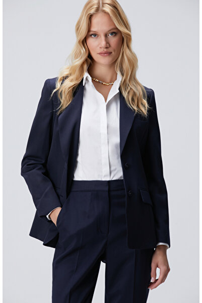 Network Lacivert Yün Karışımlı Ceket