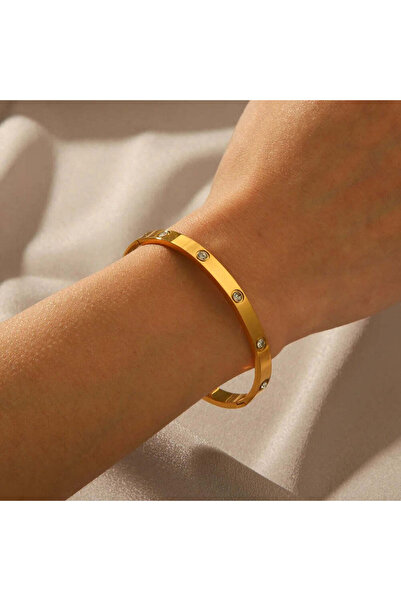 Pursehuit Brățară aurie, oțel inoxidabil, suflată cu aur de 18k, Pavla C4