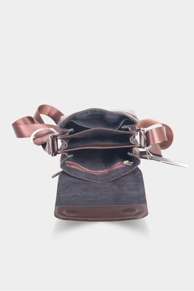 GUARD Brown Leather Multi-Compartment Shoulder Bag