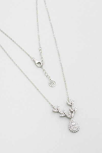 So CHIC... Zambak Işıltısı 18 Ayar Beyaz Altın Kaplama 45 Cm Gümüş Kolye