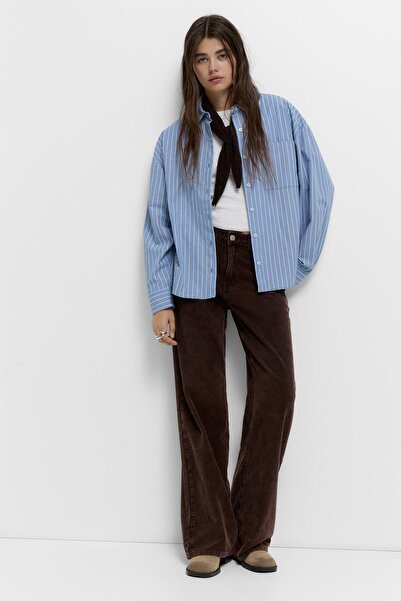 Pull & Bear Ön cepli çizgili gömlek