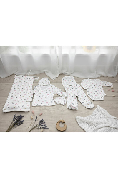 CAN BABY طقم ملابس للمواليد الجدد مكون من 7 قطع بنقشة قلب - 100% قطن - طقم أط...