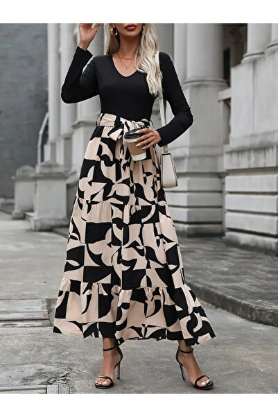 Nnstartshopping Women's Long Sleeve Crew Neck Long Dress