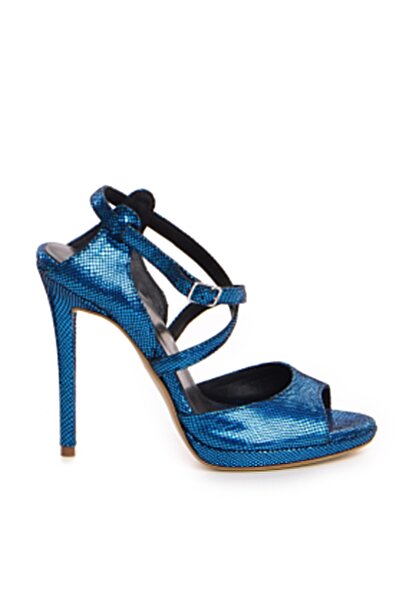 Vanilla Days Azure Reptile Leather Stiletto Sandals - 12cm Heel