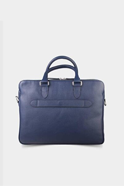 GUARD 3 Compartment Navy Blue Leather Briefcase