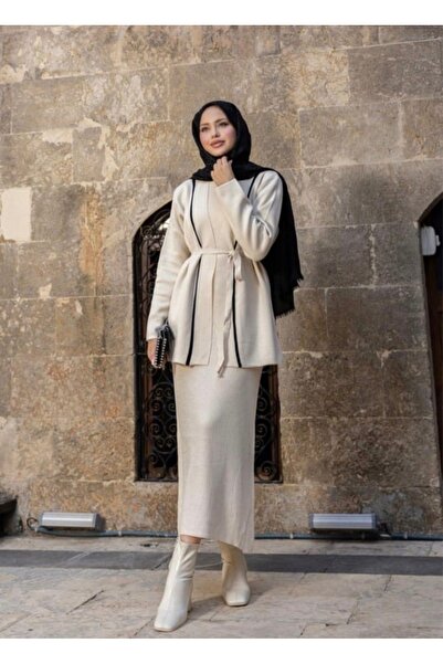 GÜZELLER Jacketed and Gilet Double Knit Dress