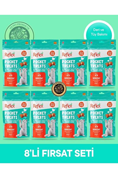 Reflex Plus Pocket Treats Deri Ve Tüy Bakımı Kedi Maması 8'li Süper Fırsat Set 8x60 gr