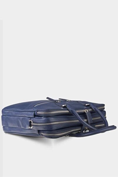 GUARD 3 Compartment Navy Blue Leather Briefcase