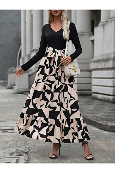 Nnstartshopping Women's Long Sleeve Crew Neck Long Dress