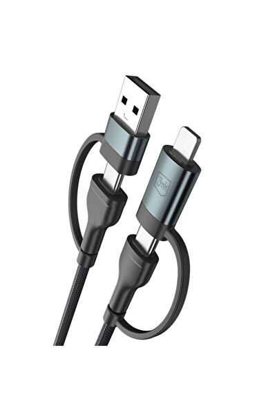 3MK USB data cable, Type-C & iOS, Hyper N, black, 60W, 1.2m