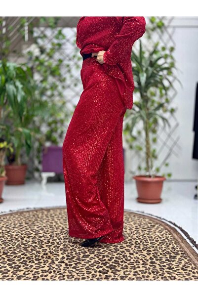 Punta Otantik Yg2013 Italian Sequin Single Button Suit Red