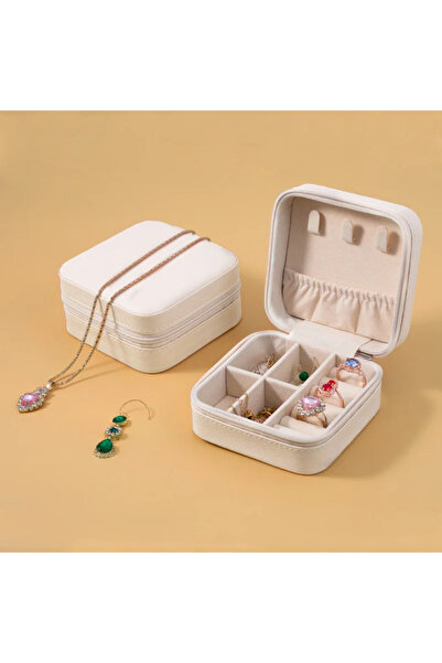 istanbulay صندوق تخزين المجوهرات - حقيبة سفر محمولة للخواتم والأقراط والقلائد