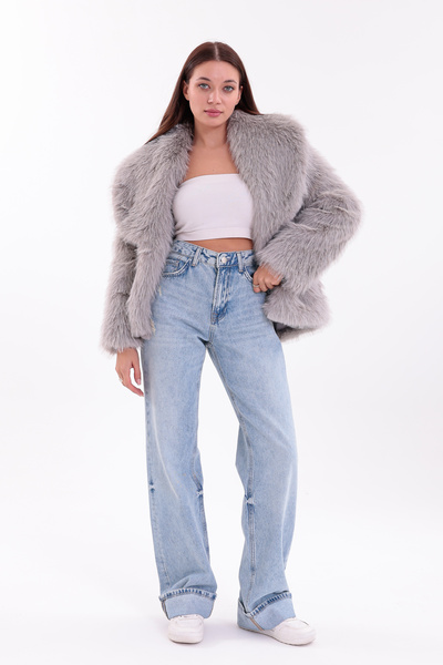 Darkly Jeans Kadın Açık Mavi Yüksek Bel Straight Fit Wide Leg Pantolon