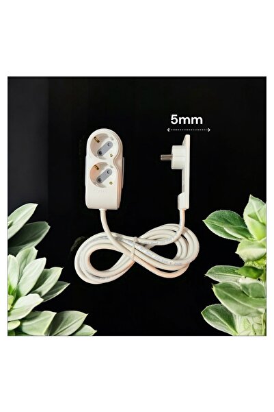Noki İnce Fişli 2’li Uzatma Kablosu 3 m – Şık Tasarım, 5 mm Dar Alan Dostu, Ç...