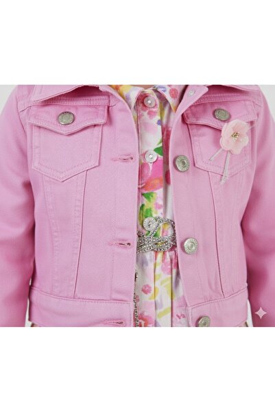 Bonne Baby Delicate Floral Pink Denim Jacket Dress Set 2-3-4-5 Years