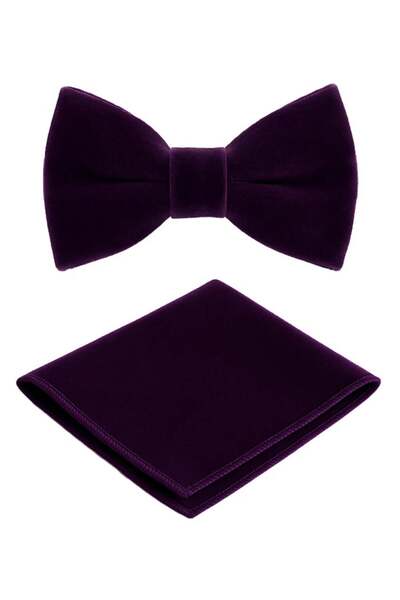 SIRRI Set papion și batistă din catifea pentru bărbați, vârsta de 14 ani și p...