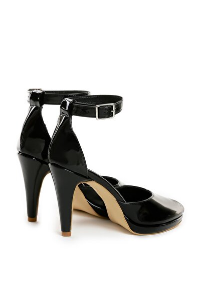 Vanilla Days Black Patent Leather Sandals with Slim Low Heel, 9cm
