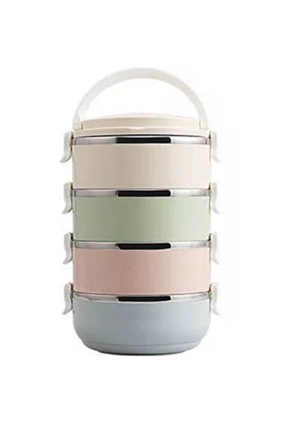 HALAMODO صندوق غداء حراري باللون البيج/الأخضر/الأزرق