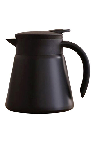 HALAMODO إبريق شاي عازل حراري مزدوج الطبقة باللون الأسود 12×13.5 سم