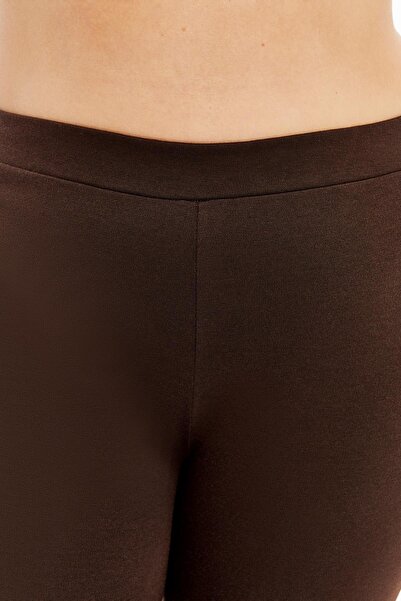 RMG Flared Large Size Winter Steel Knitted Leggings Brown