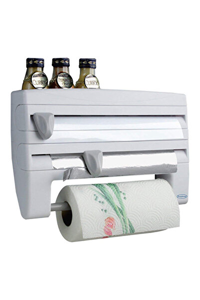 HALAMODO موزع ورق ورقائق ألومنيوم أبيض مع رف تخزين