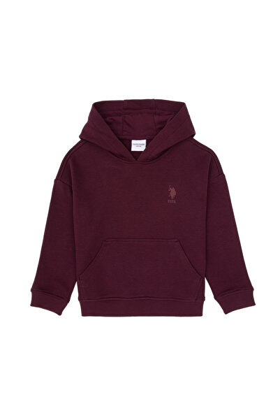 U.S. Polo Assn. Boy's Claret Red Hooded Basic Sweatshirt 50313941-Vr177