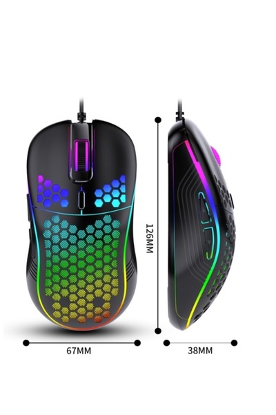 HALAMODO Hollow-out Wired E-sports Gaming Mouse Luminous and Lightweight Suitable for Notebooks